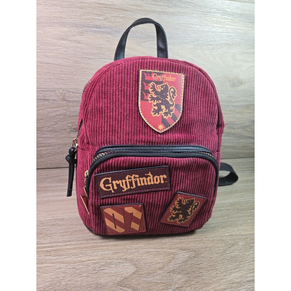 Harry Potter Gryffindor Mini Backpack Burgundy Corduroy Patches Warner Brothers